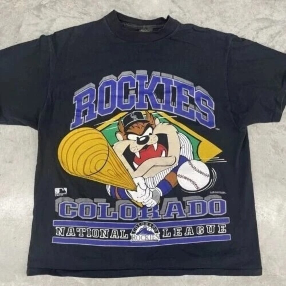 Colorado Rockies Taz Looney Tunes Short Sleeve Black Color Shirt Men Women